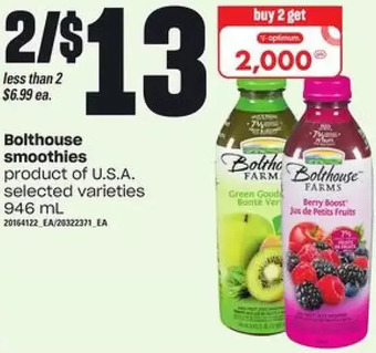 Loblaws Bolthouse smoothies offer