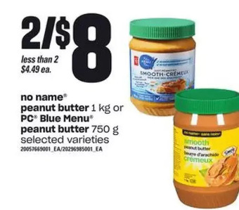 Loblaws No name peanut butter or pc blue menu peanut butter offer