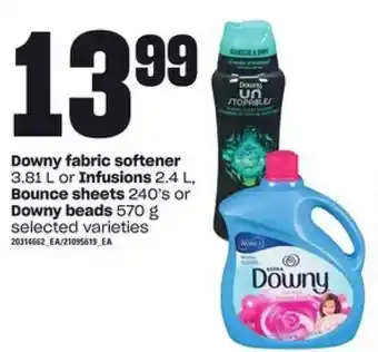 Loblaws Downy fabric softener or infusions, bounce sheets or downy beads offer