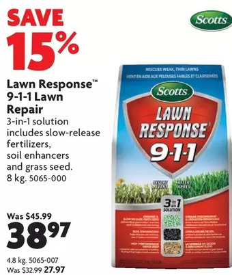 Home Hardware Lawn response 9-1-1 lawn repair: 4.8 kg | 8 kg offer