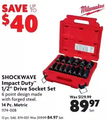 Home Hardware Shockwave impact duty 1/2" drive socket set: 14 pc. metric | 12 pc. sae offer