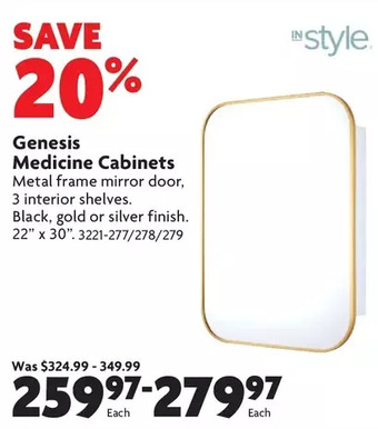 Home Hardware Genesis medicine cabinets offer