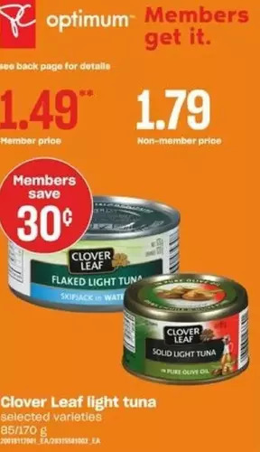 Independent Grocer Clover leaf light tuna offer