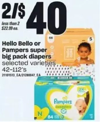 Independent Grocer Hello bello or pampers super big pack diapers offer
