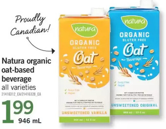 Fortinos Natura organic oat-based beverage offer