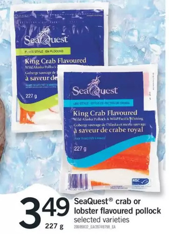Fortinos Seaquest crab or lobster flavoured pollock offer
