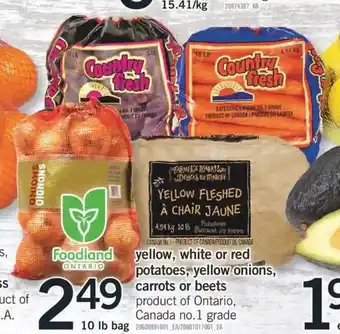 Fortinos Yellow, white or red potatoes, yellow onions, carrots or beets offer