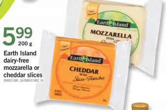 Fortinos Earth island dairy-free mozzarella or cheddar slices offer