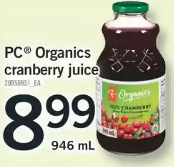 Fortinos Pc organics cranberry juice offer