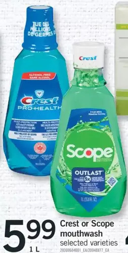 Fortinos Crest or scope mouthwash offer