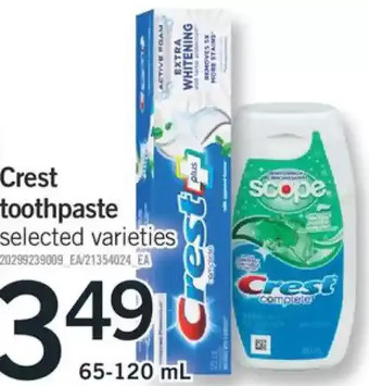 Fortinos Crest toothpaste offer