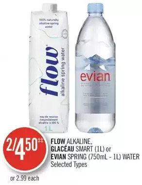 Shoppers Drug Mart Flow alkaline, glacéau smartwater or evian spring water offer