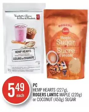 Shoppers Drug Mart Pc hemp hearts, rogers lantic maple or coconut sugar offer
