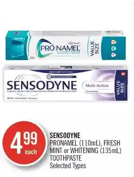 Shoppers Drug Mart Sensodyne pronamel, fresh mint or whitening, toothpaste offer