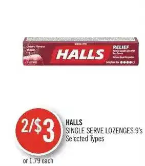 Shoppers Drug Mart Halls single serve lozenges offer