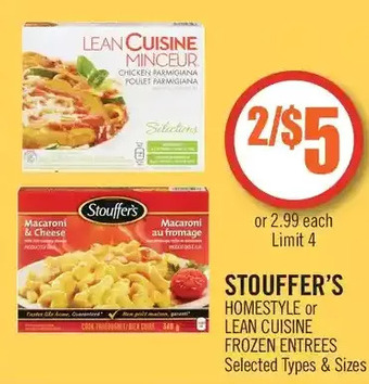 Shoppers Drug Mart Stouffer's homestyle or lean cuisine frozen entrees offer