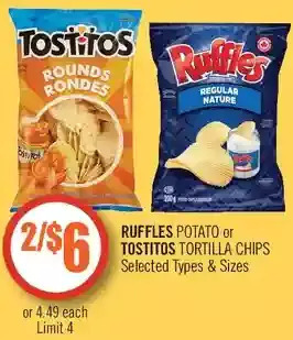 Shoppers Drug Mart Ruffles potato or tostitos tortilla chips offer