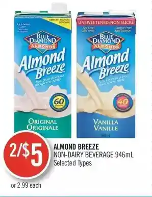 Shoppers Drug Mart Almond breeze non-dairy beverage offer