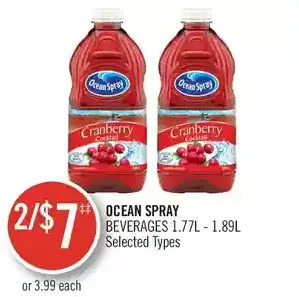 Shoppers Drug Mart Ocean spray beverages offer