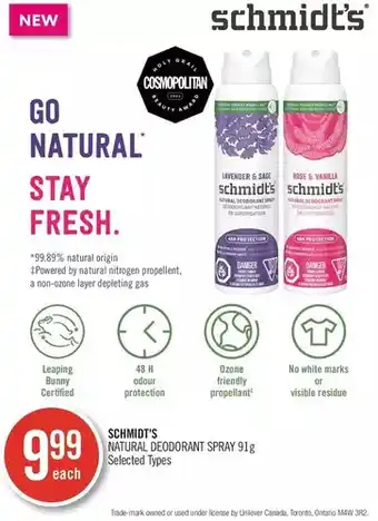 Shoppers Drug Mart Schmidt's natural deodorant spray offer