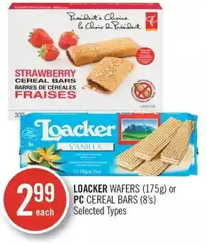 Shoppers Drug Mart Loacker wafers or pc cereal bars offer