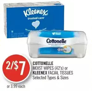 Shoppers Drug Mart Cottonelle moist wipes or kleenex facial tissues offer