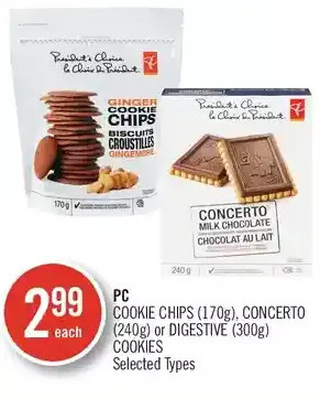 Shoppers Drug Mart Pc cookie chips, concerto or digestive cookies offer