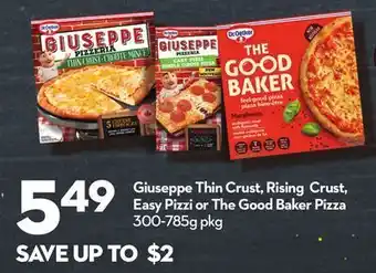 Longo's Giuseppe thin crust, rising crust, easy pizzi or the good baker pizza offer