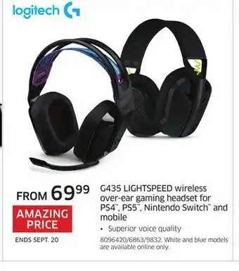 The Source Logitech g435 lightspeed wireless over-ear gaming headset for ps4, ps5, nintendo switch and mobile offer