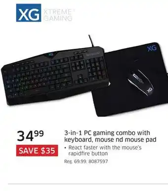 Xtreme gaming 3-in-1 pc gaming combo with keyboard, mouse nd mouse pad