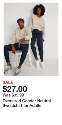 Old Navy Oversized gender-neutral sweatshirt for adults offer