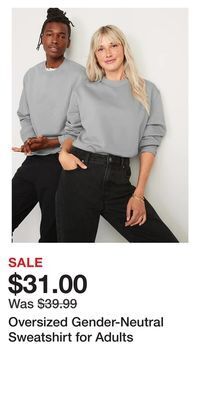 Old Navy Oversized gender-neutral sweatshirt for adults offer