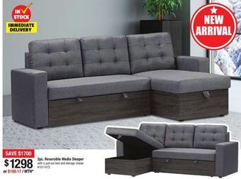 Bad Boy Superstore 2pc. reversible media sleeper with a pull out bed and storage chaise offer