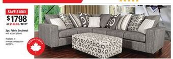 Bad Boy Superstore 2pc. fabric sectional with accent pillows offer