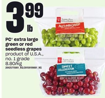 Independent City Market Pc® extra large green or red seedless grapes offer