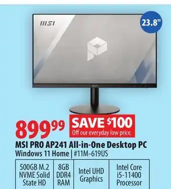 London Drugs Msi pro ap241 all-in-one desktop pc offer