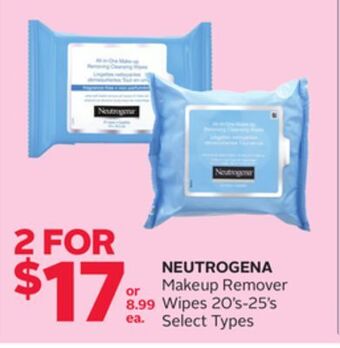 Rexall Neutrogena makeup remover wipes 20' s - 25' s offer