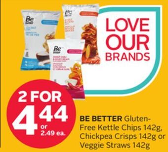 Rexall Be better gluten-free kettle chips 142g, chickpea crisps 142g or veggie straws 142g offer