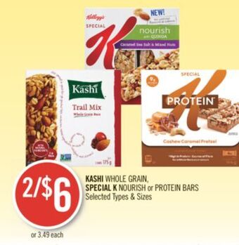 Shoppers Drug Mart Kashi whole grain, special k nourish or protein bars offer