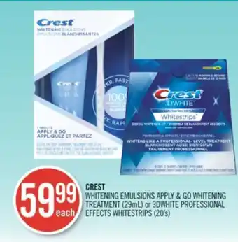 Shoppers Drug Mart Crest whitening emulsions apply & go whitening treatment (29ml) or 3dwhite professional effects whitestrips (20's) offer