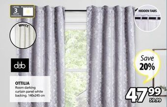 JYSK Ottilia room darking curtain panel white backing offer
