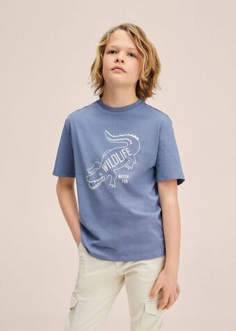 Mango Printed cotton-blend t-shirt offer