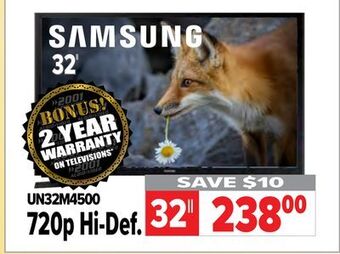 2001 Audio Video Samsung 32" 720p hi-def. offer