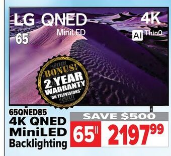 2001 Audio Video Lg 65" 4k qned miniled backlighting offer