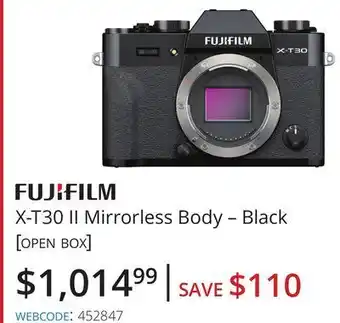 Vistek Fujifilm x-t30 ii mirrorless body-black offer