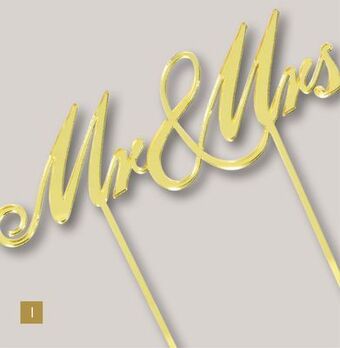 Party City Gold mr & mrs wedding cake topper, 6 1/2" x 6 1/2" offer