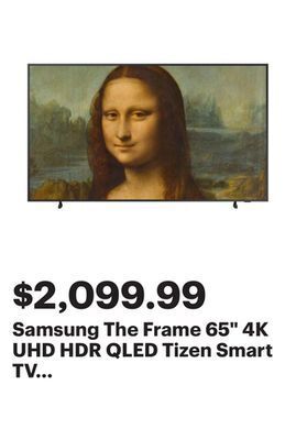 Best Buy Samsung the frame 65" 4k uhd hdr qled tizen smart tv (qn65ls03bafxzc) - 2022 - charcoal black offer