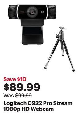 Best Buy Logitech c922 pro stream 1080p hd webcam offer