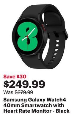 Best Buy Samsung galaxy watch4 40mm smartwatch with heart rate monitor - black offer