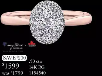 Charm Diamond 14k rose gold 0.50ctw mystere diamond ring offer